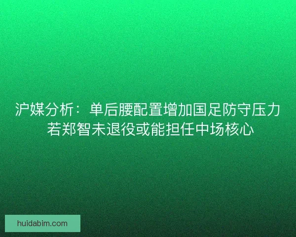 沪媒分析：单后腰配置增加国足防守压力 若郑智未退役或能担任中场核心